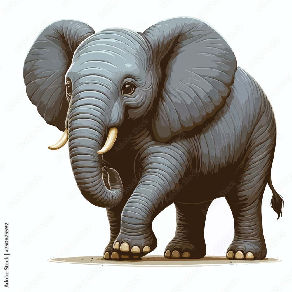 Fototapeta premium cute elephant vector on white background.
