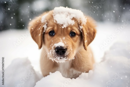 Puppy's first encounter with snow