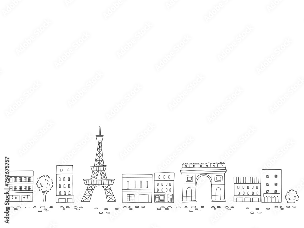 Obraz premium パリをイメージしたシンプルな線画