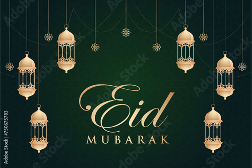 Elegant luxury Ramadhan, Eid Mubarak decorative holiday card