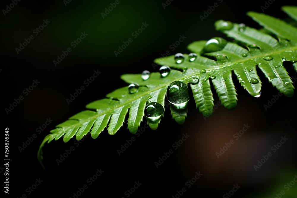 Raindrop clinging to the edge of a fern Raindrop clinging to the edge of a fern