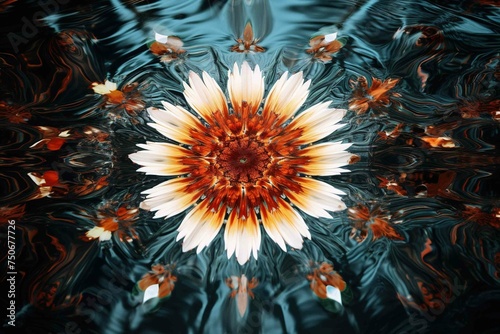 Rippled water reflection creating natural kaleidoscope