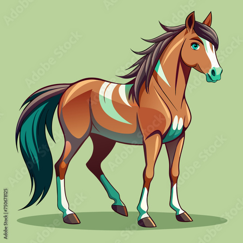 Horse colt filly mare stallion bronco foal gelding mustang nag plug pony steed animal pet vector illustration draw cartoon pretty cute