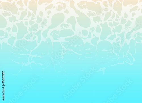 夏の海と砂浜。ビーチに打ち寄せる波のベクター背景素材。