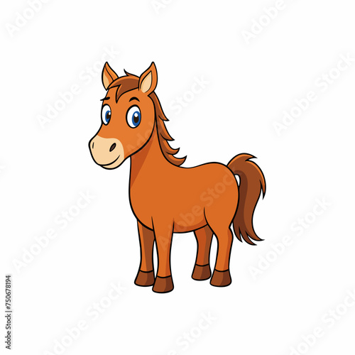 Horse colt filly mare stallion bronco foal gelding mustang nag plug pony steed animal pet vector illustration draw cartoon pretty cute