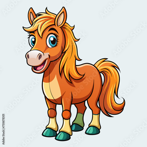 Horse colt filly mare stallion bronco foal gelding mustang nag plug pony steed animal pet vector illustration draw cartoon pretty cute