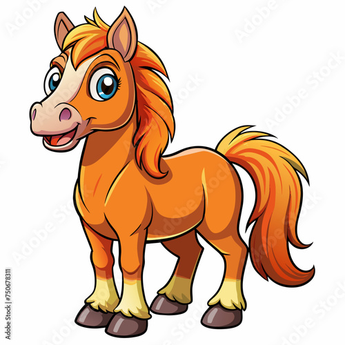 Horse colt filly mare stallion bronco foal gelding mustang nag plug pony steed animal pet vector illustration draw cartoon pretty cute