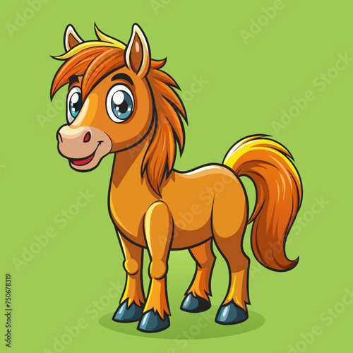 Horse colt filly mare stallion bronco foal gelding mustang nag plug pony steed animal pet vector illustration draw cartoon pretty cute