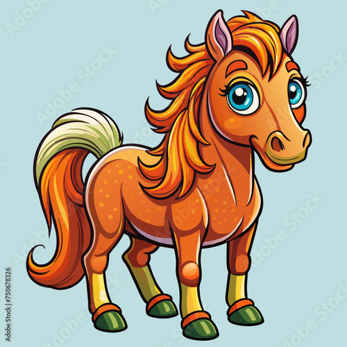 Horse colt filly mare stallion bronco foal gelding mustang nag plug pony steed animal pet vector illustration draw cartoon pretty cute