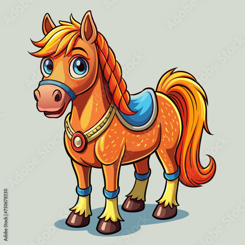 Horse colt filly mare stallion bronco foal gelding mustang nag plug pony steed animal pet vector illustration draw cartoon pretty cute