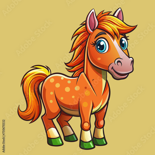 Horse colt filly mare stallion bronco foal gelding mustang nag plug pony steed animal pet vector illustration draw cartoon pretty cute