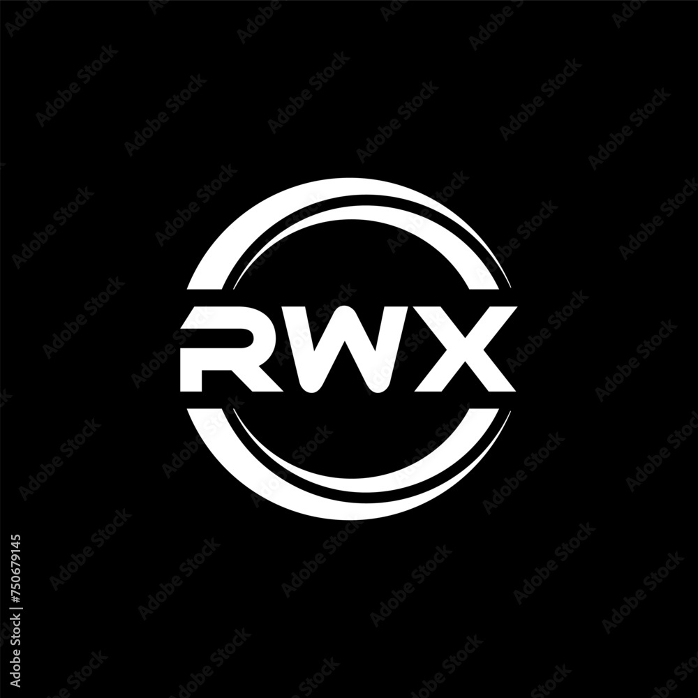 RWX letter logo design with black background in illustrator, vector logo modern alphabet font overlap style. calligraphy designs for logo, Poster, Invitation, etc.