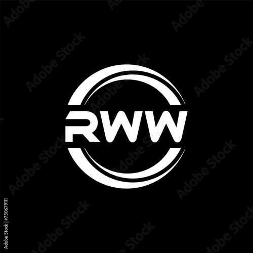 RWW letter logo design with black background in illustrator, vector logo modern alphabet font overlap style. calligraphy designs for logo, Poster, Invitation, etc. photo