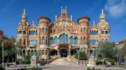 Hospital de la Santa Creu i de Sant Pau, the art nouveau former hospital of Barcelona, Barcelona, Catalonia, Spain, Europe
