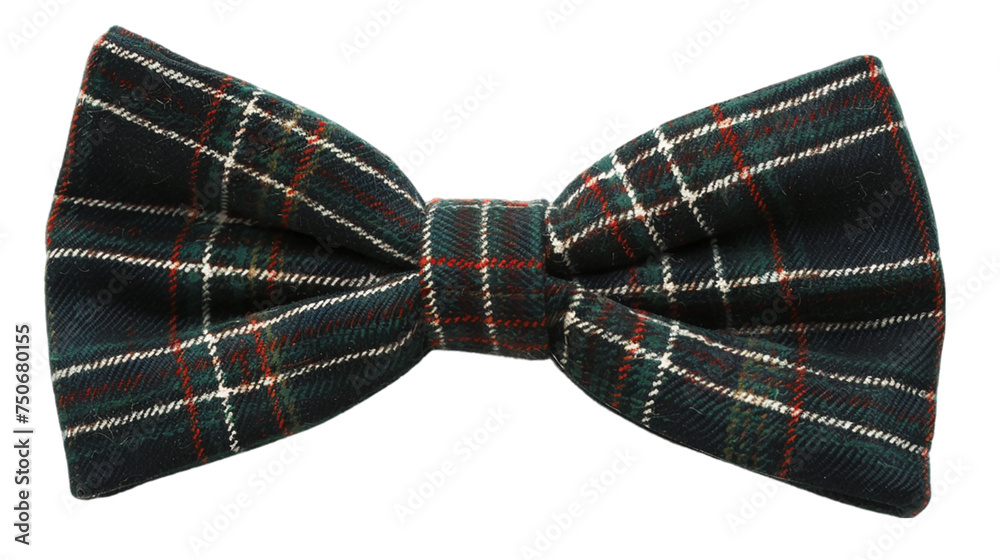 Checkered bow isolated on transparent background.