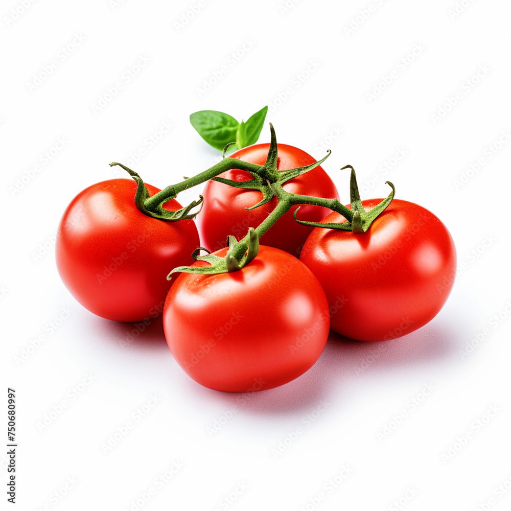 Bunch of tomatoes on isolated white background - ai generative Bunch of tomatoes on isolated white background - ai generative