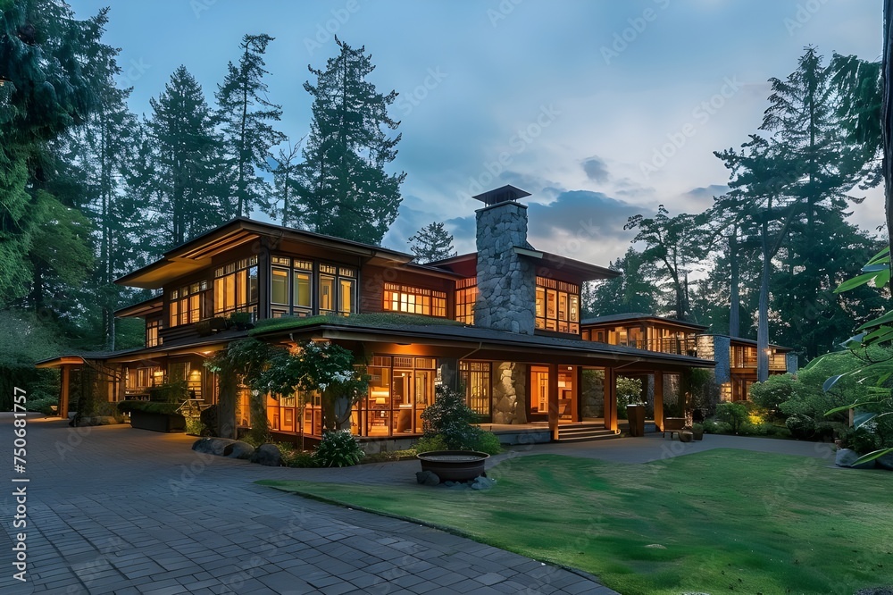 Edenic Evergreen Estate: Towering Trees and Tranquil Canopy