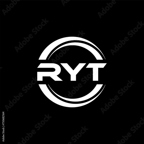 RYT letter logo design with black background in illustrator, vector logo modern alphabet font overlap style. calligraphy designs for logo, Poster, Invitation, etc. photo