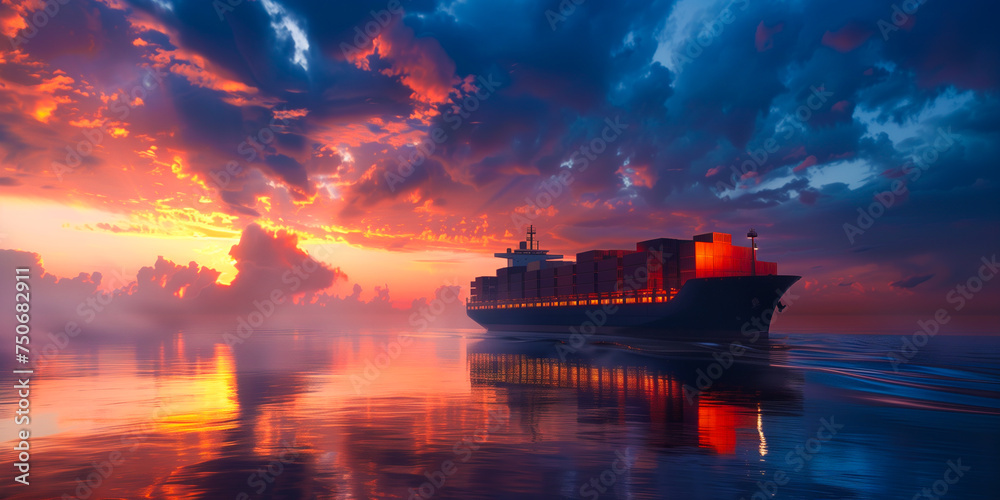 Cargo ship container in the ocean transportation, shipping freight transportation. Cargo ship container in the ocean transportation, shipping freight transportation.