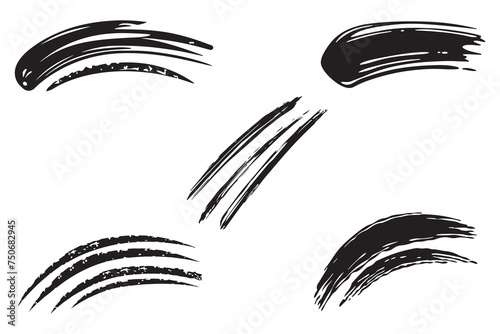  Brush Stroke Line Sketch Set Outline Vector Illustration on white background 