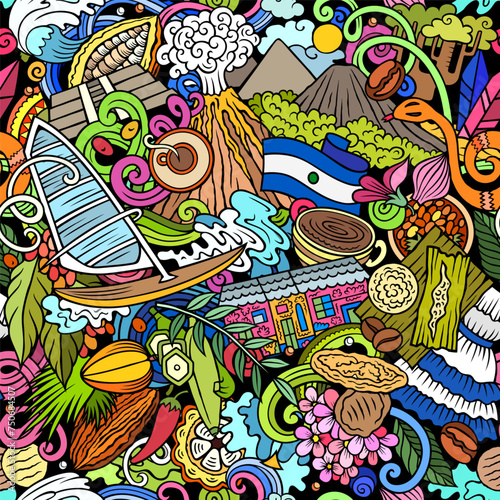 Cartoon doodles El Salvador seamless pattern