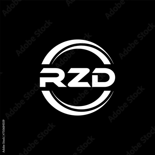 RZD letter logo design with black background in illustrator, vector logo modern alphabet font overlap style. calligraphy designs for logo, Poster, Invitation, etc.