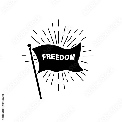 freedom flag silhouette with sunburst vector illstration