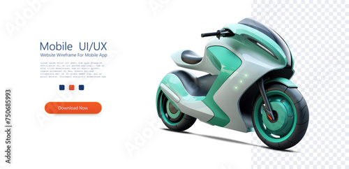 Futuristic Electric Motorcycle Concept Design on Transparent Background. Sleek and modern electric motorcycle concept illustration, showcasing cutting-edge design and eco-friendly transportation.