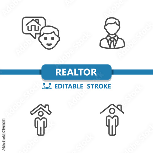 Realtor Icons. Real Estate Agent, House, Home Owner Icon