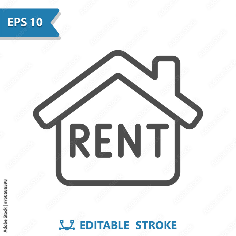 House Icon. Rent, For Rent, Home, Building, Real Estate