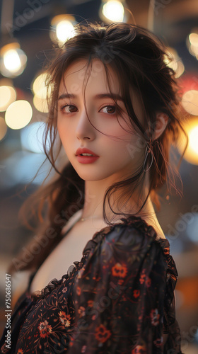 Fashion portrait of korean beautiful young woman, ai generated