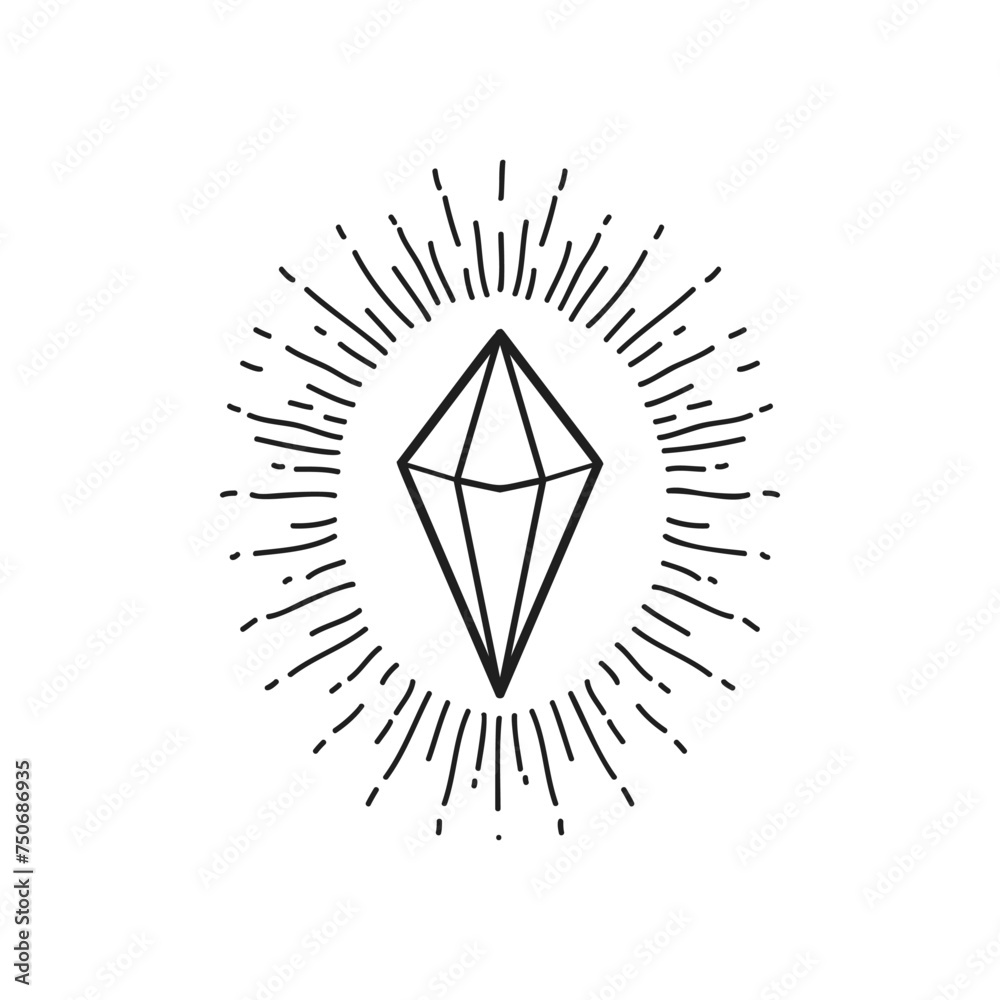 Crystal vector illustration, hand drawn celestial boho line art logo, icons and symbol mystic moon tattoo elements for decoration. Crystal vector illustration, hand drawn celestial boho line art logo, icons and symbol mystic moon tattoo elements for decoration.