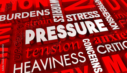 Pressure Stress Strain Anxiety Worry Under Burdens Words 3d Illustration