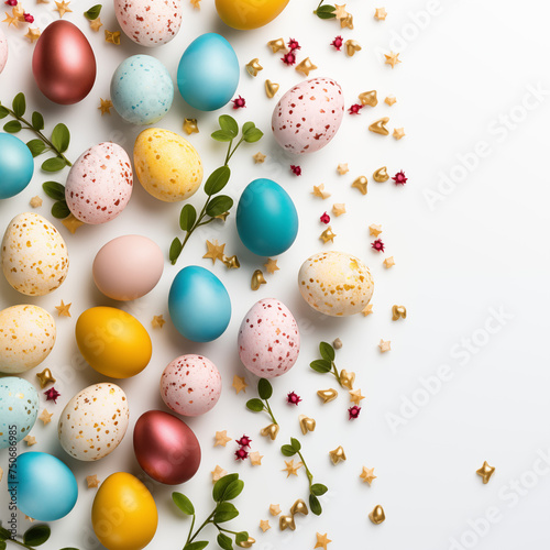 Painted Easter Eggs on a white background