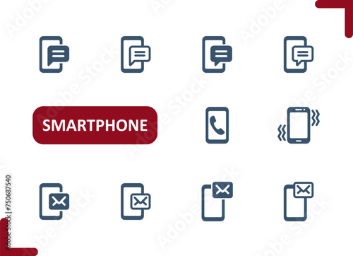 Smartphone Icons. Mobile Phone, Telephone, Phone Call, Texting, Text Message Icon