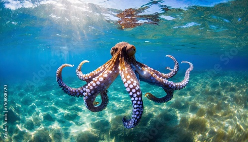 A giant octupus floating under water, ocean, sea animal