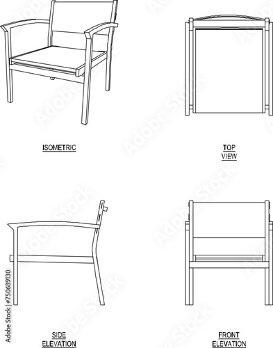 Vector sketch illustration design drawing of a relaxing armchair with traditional ethnic classic backrest