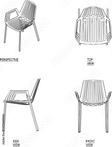 Vector sketch illustration design drawing of a relaxing armchair with traditional ethnic classic backrest