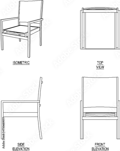 Vector sketch illustration design drawing of a relaxing armchair with a backrest