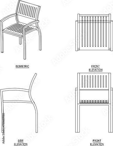 Vector sketch illustration design drawing of a relaxing armchair with traditional ethnic classic backrest