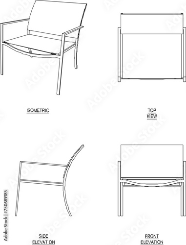 Vector sketch illustration design drawing of a relaxing armchair with a backrest