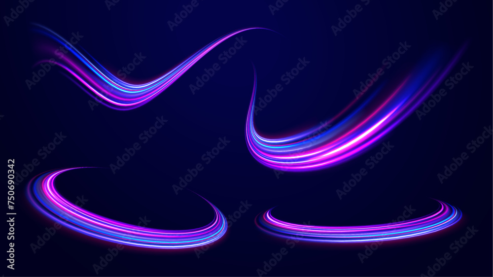 Neon color glowing lines background, high-speed light trails effect. Futuristic dynamic motion technology. Fast speed car. Long yellow and red way effect. Neon color glowing lines background, high-speed light trails effect. Futuristic dynamic motion technology. Fast speed car. Long yellow and red way effect.