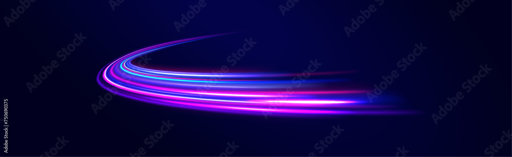 Light motion trails. High speed motion blurred light effects at night in blue and red colors. Night starry sky. Meteor shower, abstract space background. Light motion trails. High speed motion blurred light effects at night in blue and red colors. Night starry sky. Meteor shower, abstract space background.