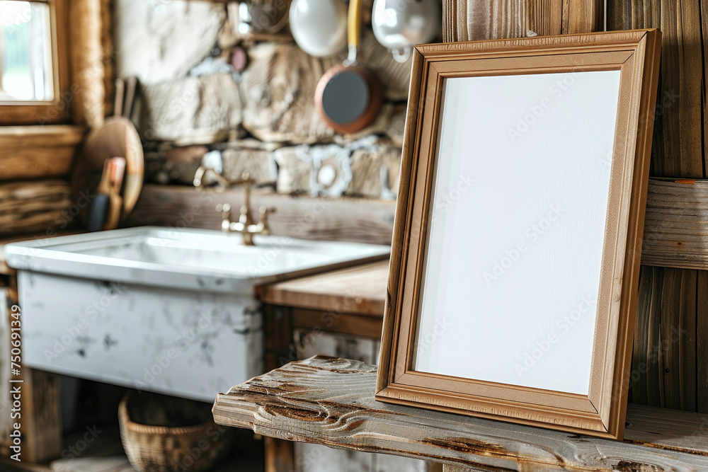 Fototapeta premium Horizontal Empty Frame Mockup View, Frame blank mock up