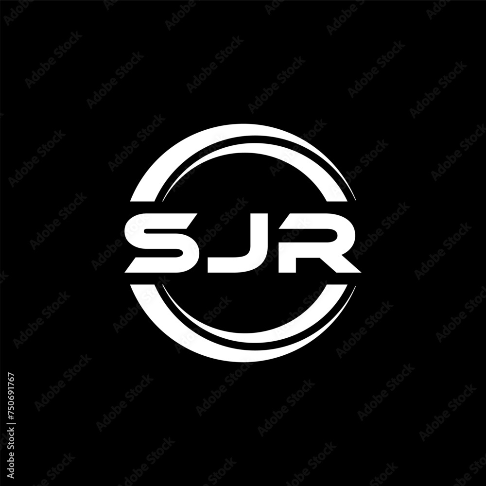 SJR letter logo design with black background in illustrator, vector logo modern alphabet font overlap style. calligraphy designs for logo, Poster, Invitation, etc.