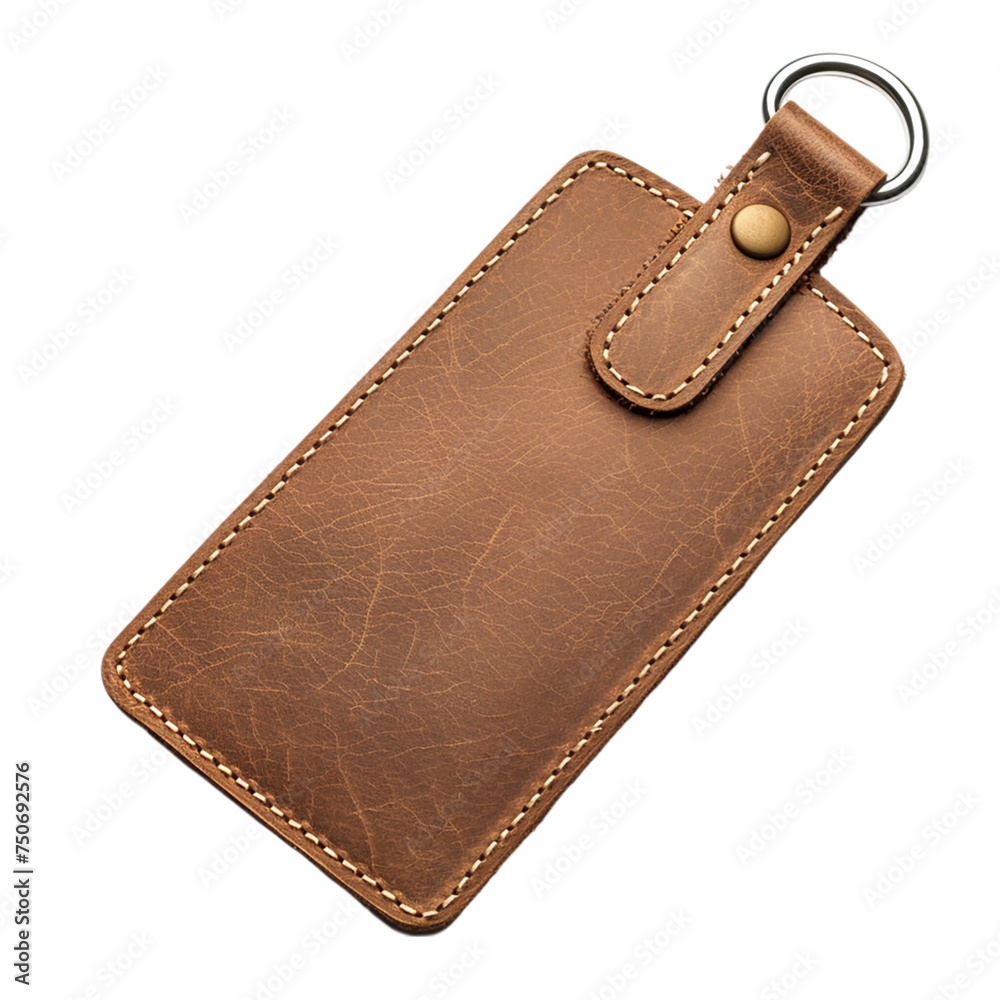 Leather label isolated on transparent background.