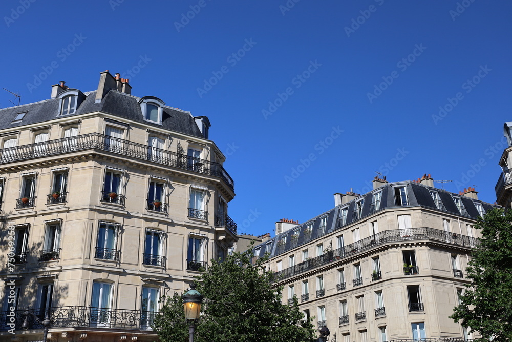 typical parisian building facade