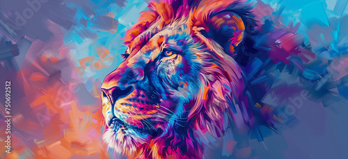 Abstract Colorful Lion Art photo