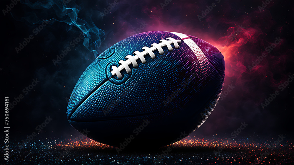 an American football ball on a cosmic background