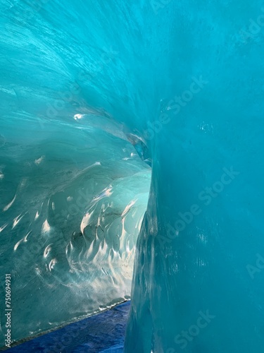 Ice cave on the Mer de Glace glacier, in the Chamonix Mont Blanc massif, Alps, France © Javier